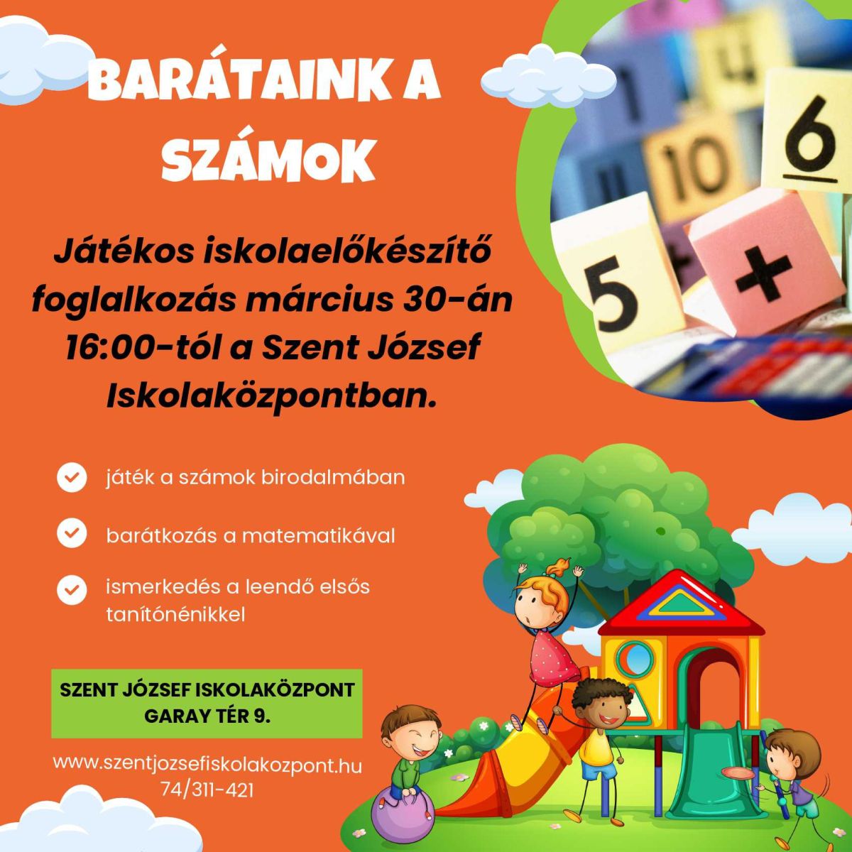 Játékos iskolaelőkészítő foglalkozás március 30-án