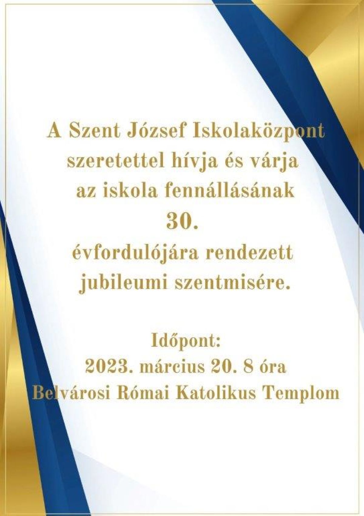 Meghívó iskolánk fennállásának 30. évfordulójára